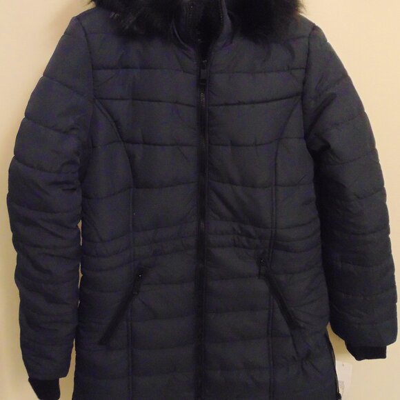 Brand New Below Zero Women Puffer Jacket &Hood, Tag Small, Fit XSMALL, Navy Blue - Picture 1 of 14